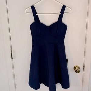 Lulus navy bustier style mini dress with flared skirt Size Medium
